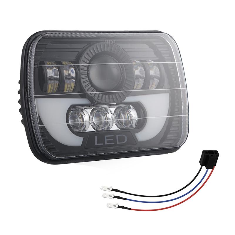 7" Square LED Headlight | 35W | 4000LM | 6000K + Amber | Car, Truck, Work Light, Spotlight
