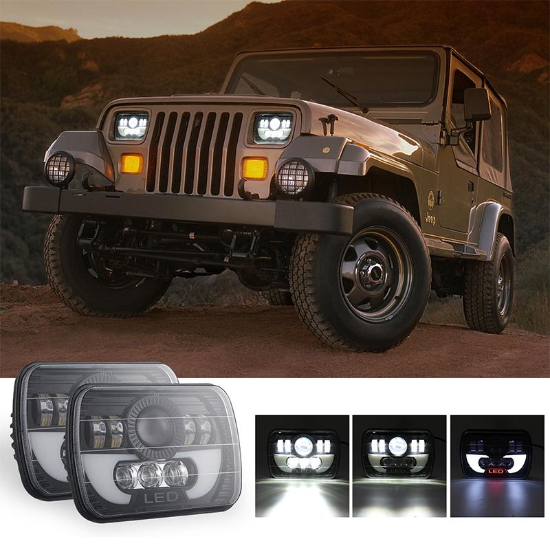 7" Square LED Headlight | 35W | 4000LM | 6000K + Amber | Car, Truck, Work Light, Spotlight