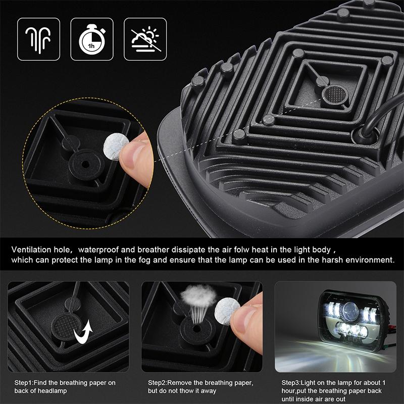 7" Square LED Headlight | 35W | 4000LM | 6000K + Amber | Car, Truck, Work Light, Spotlight