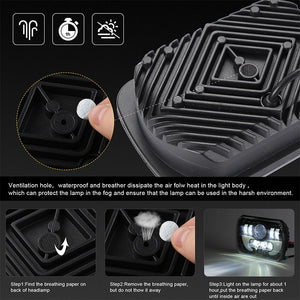 7" Square LED Headlight | 35W | 4000LM | 6000K + Amber | Car, Truck, Work Light, Spotlight