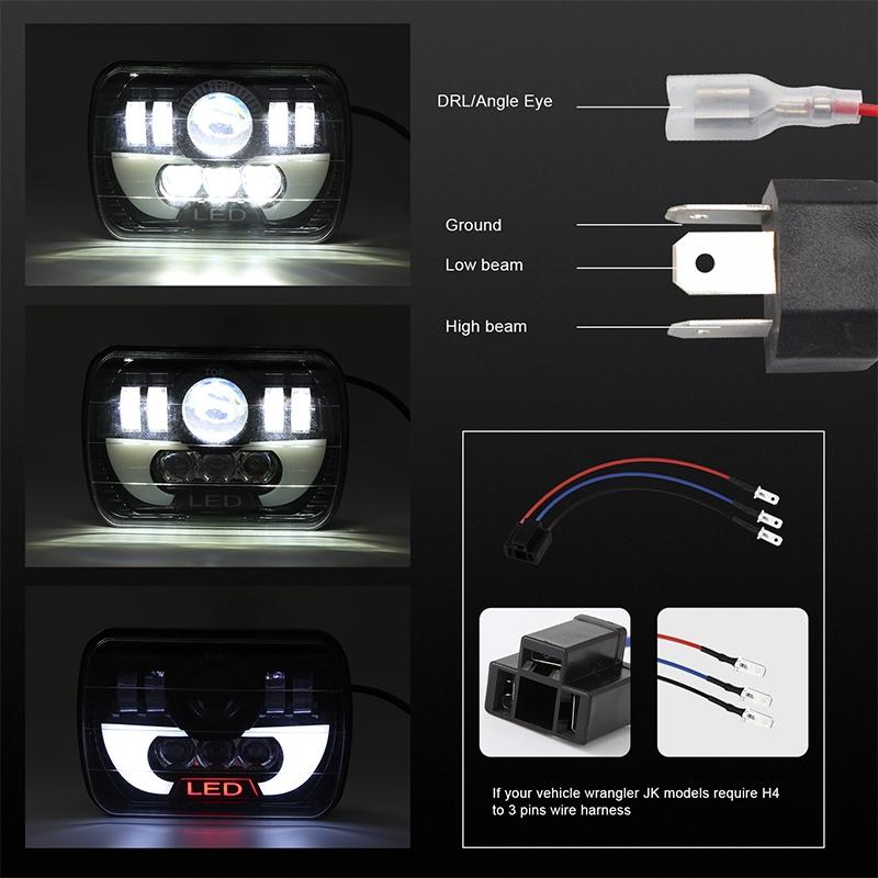 7" Square LED Headlight | 35W | 4000LM | 6000K + Amber | Car, Truck, Work Light, Spotlight