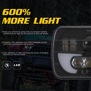 7" Square LED Headlight | 35W | 4000LM | 6000K + Amber | Car, Truck, Work Light, Spotlight