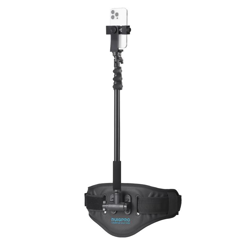 Phone Gimbal Stabilizer Waist Belt Strap | With Phone Clamp & Selfie Stick
