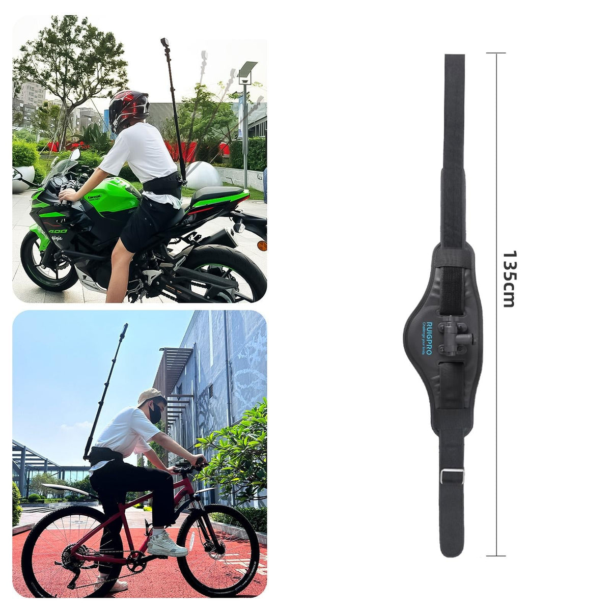 Phone Gimbal Stabilizer Waist Belt Strap | With Phone Clamp & Selfie Stick