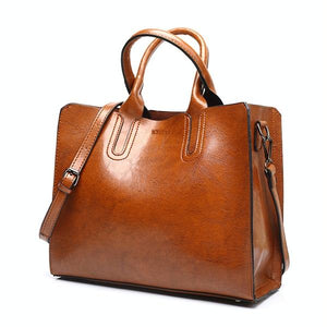 Large Leather Tote Bag for Women | Casual Shoulder Trunk Style