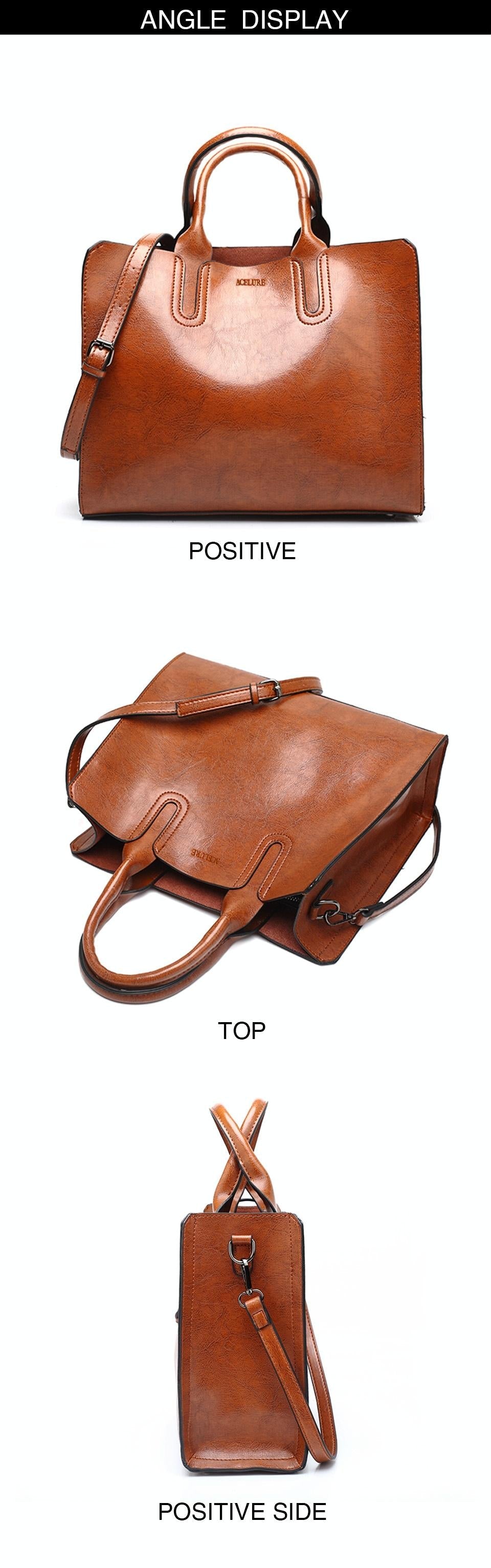 Large Leather Tote Bag for Women | Casual Shoulder Trunk Style