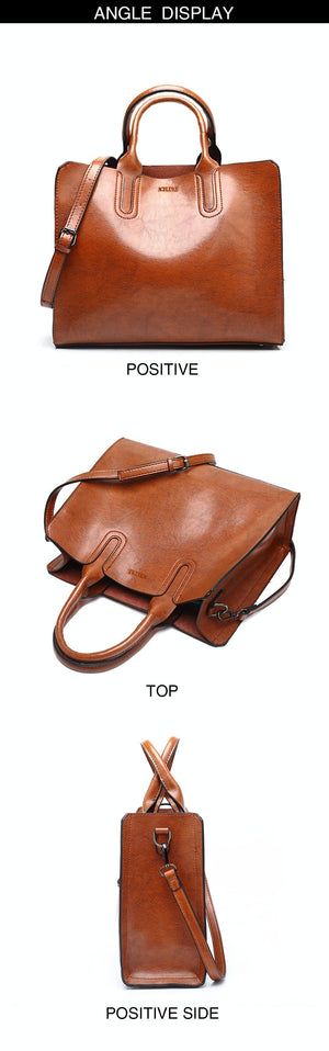 Large Leather Tote Bag for Women | Casual Shoulder Trunk Style