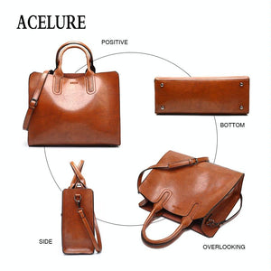 Large Leather Tote Bag for Women | Casual Shoulder Trunk Style