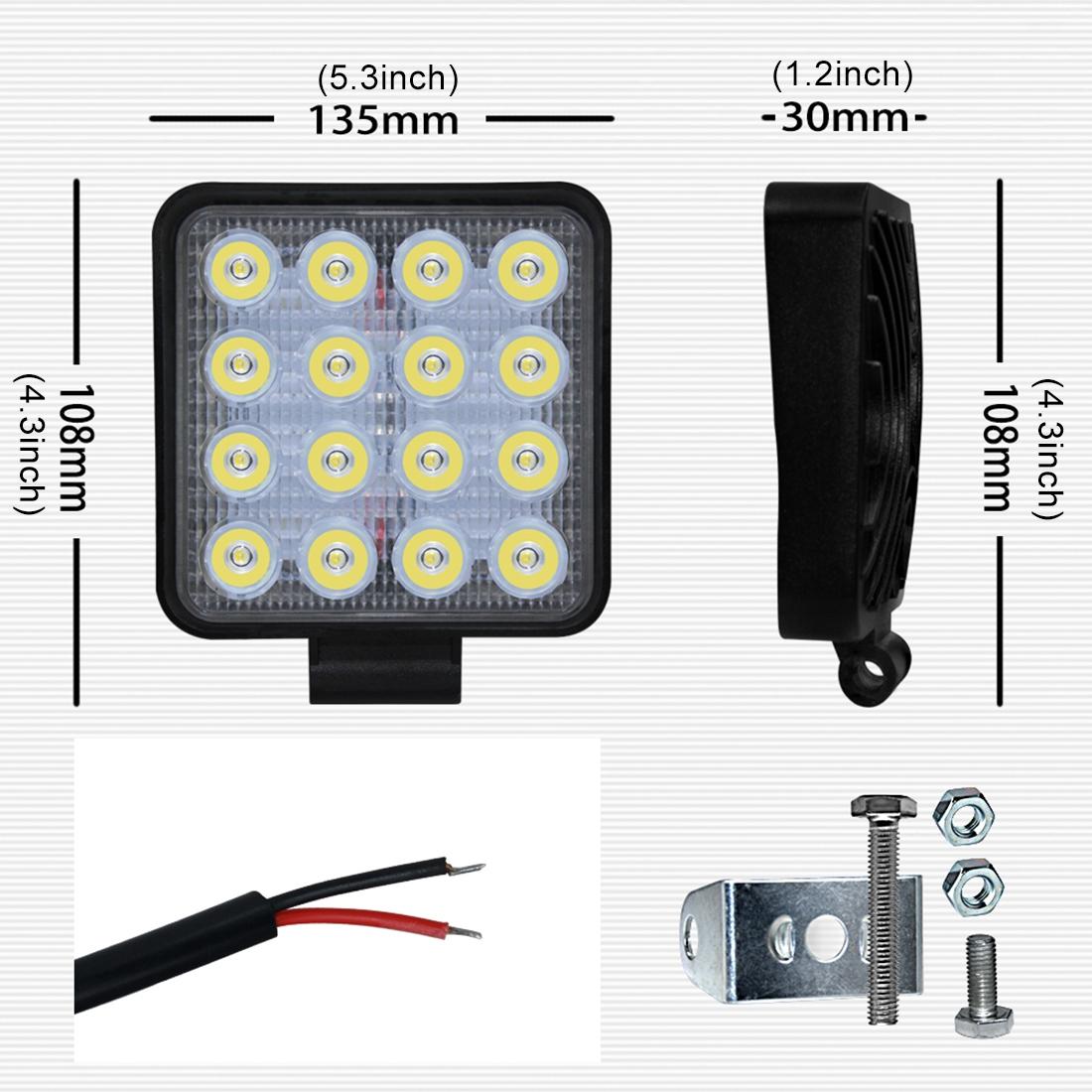 12W LED Spotlight | Square Waterproof | Car, Boat & Marine | DC 9-30V | White Light