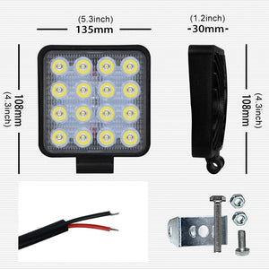 12W LED Spotlight | Square Waterproof | Car, Boat & Marine | DC 9-30V | White Light