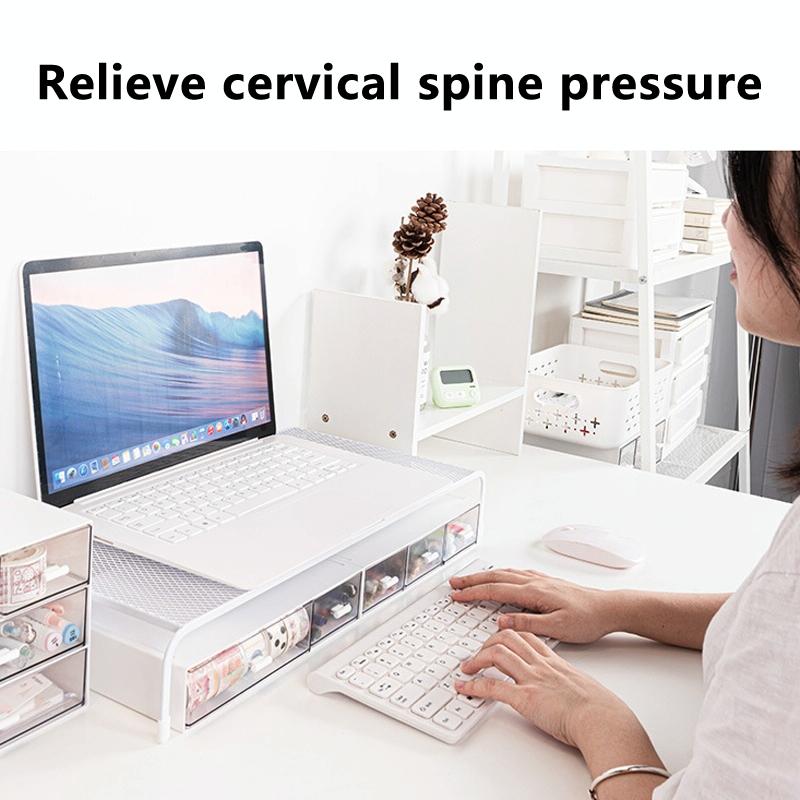 Desk Organizer Bracket for Elevated Computer Monitor | Wrought Iron | Double Layer Split