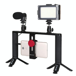 4-In-1 Vlogging Kit | LED Light | Microphone | Tripod | Stabilizer | Portable