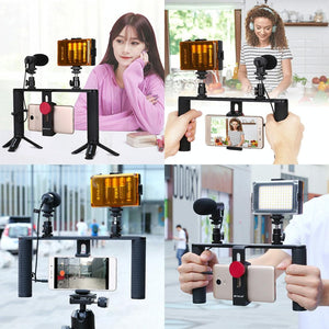 4-In-1 Vlogging Kit | LED Light | Microphone | Tripod | Stabilizer | Portable