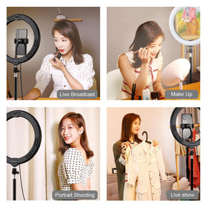 10.2" RGBW LED Ring Light Kit with 1.1m Tripod & Phone Clamp