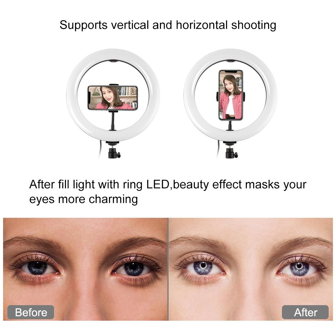 10.2" RGBW LED Ring Light Kit with 1.1m Tripod & Phone Clamp