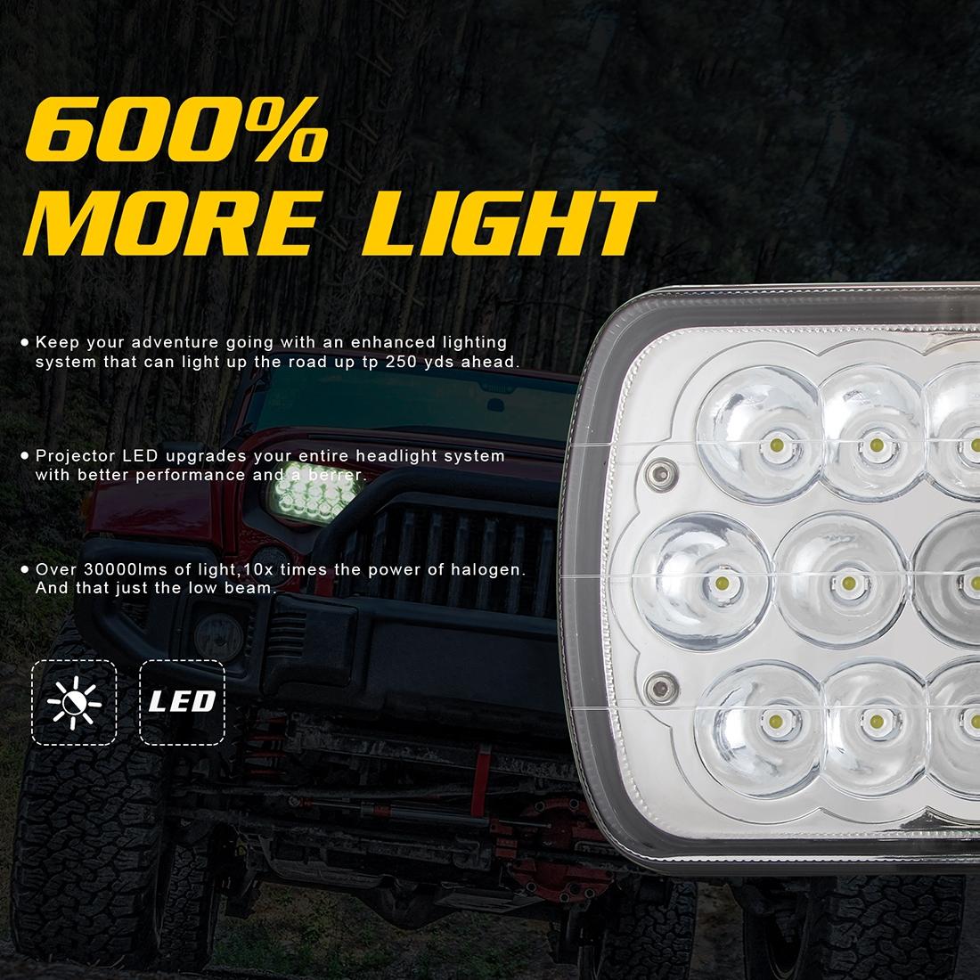 7 Inch 5X7 H4 15W DC 9-30V 1500Lm IP67 Car Truck Off-Road Vehicle LED Work Lights / Headlight with 15 LEDs Lamps