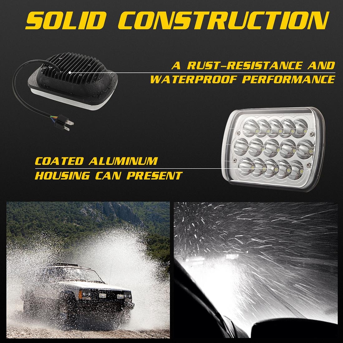 7 Inch 5X7 H4 15W DC 9-30V 1500Lm IP67 Car Truck Off-Road Vehicle LED Work Lights / Headlight with 15 LEDs Lamps