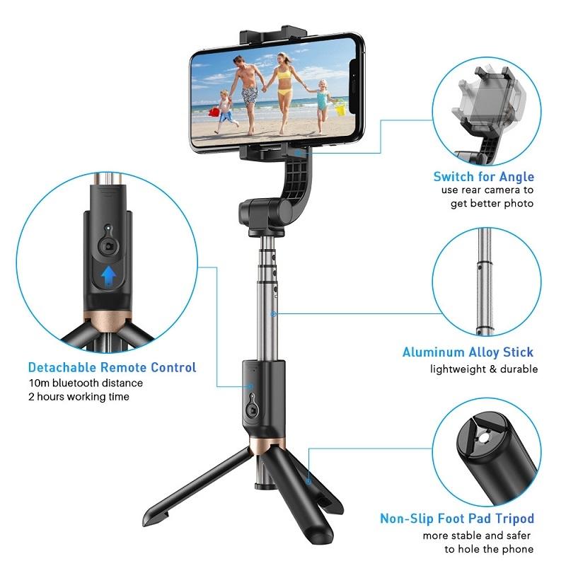 Multifunctional Mobile Phone Gimbal Stabilizer with Live Video & Selfie Stick