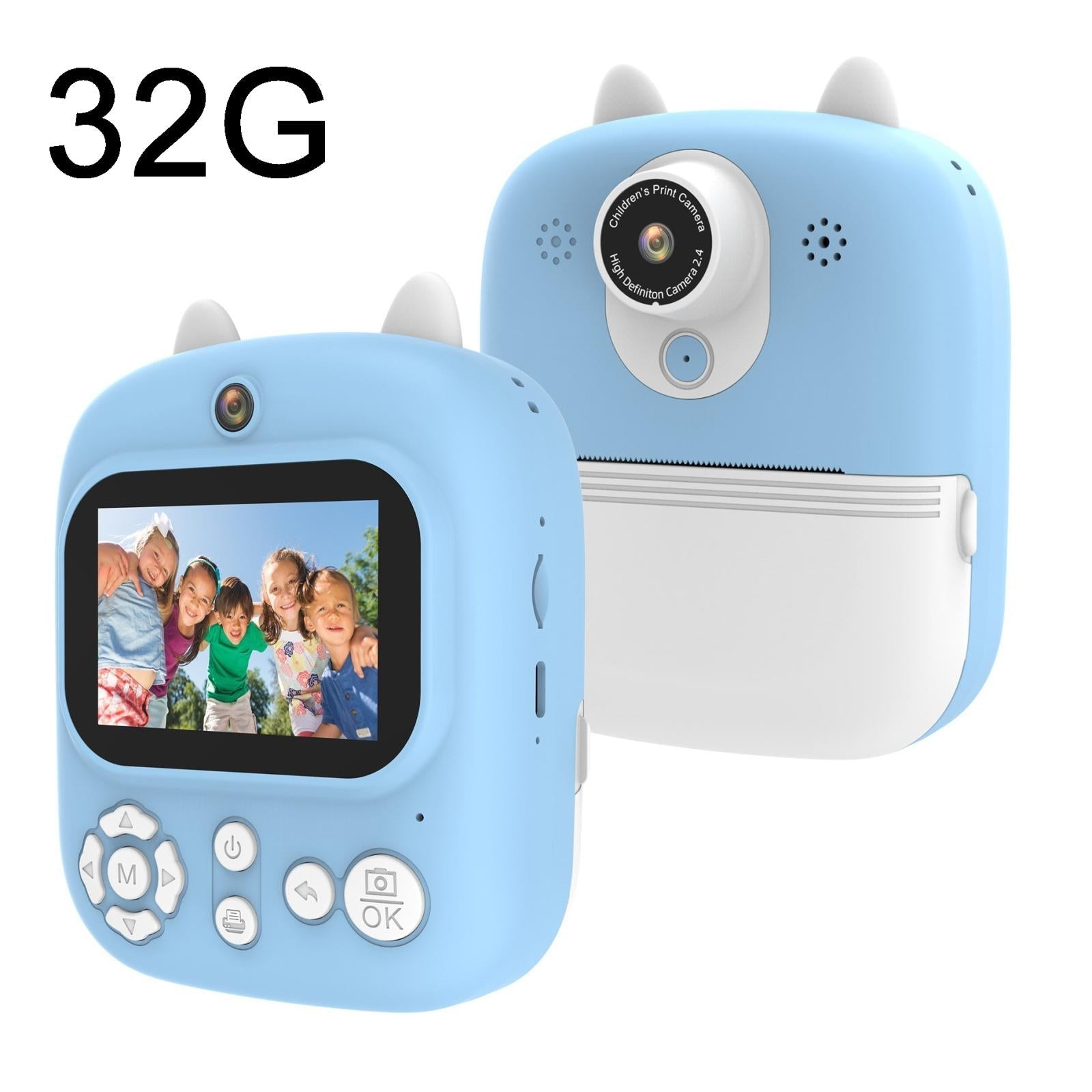 32GB Instant Camera with 2.4" Display & Card Reader for Kids | 1200W | Blue | 32GB + Card Reader | Blue