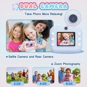 Blue Children's Thermal Camera with Dual-Camera 1080P HD | 2400W Pixel | 2.4-Inch Display | Blue + 32GB