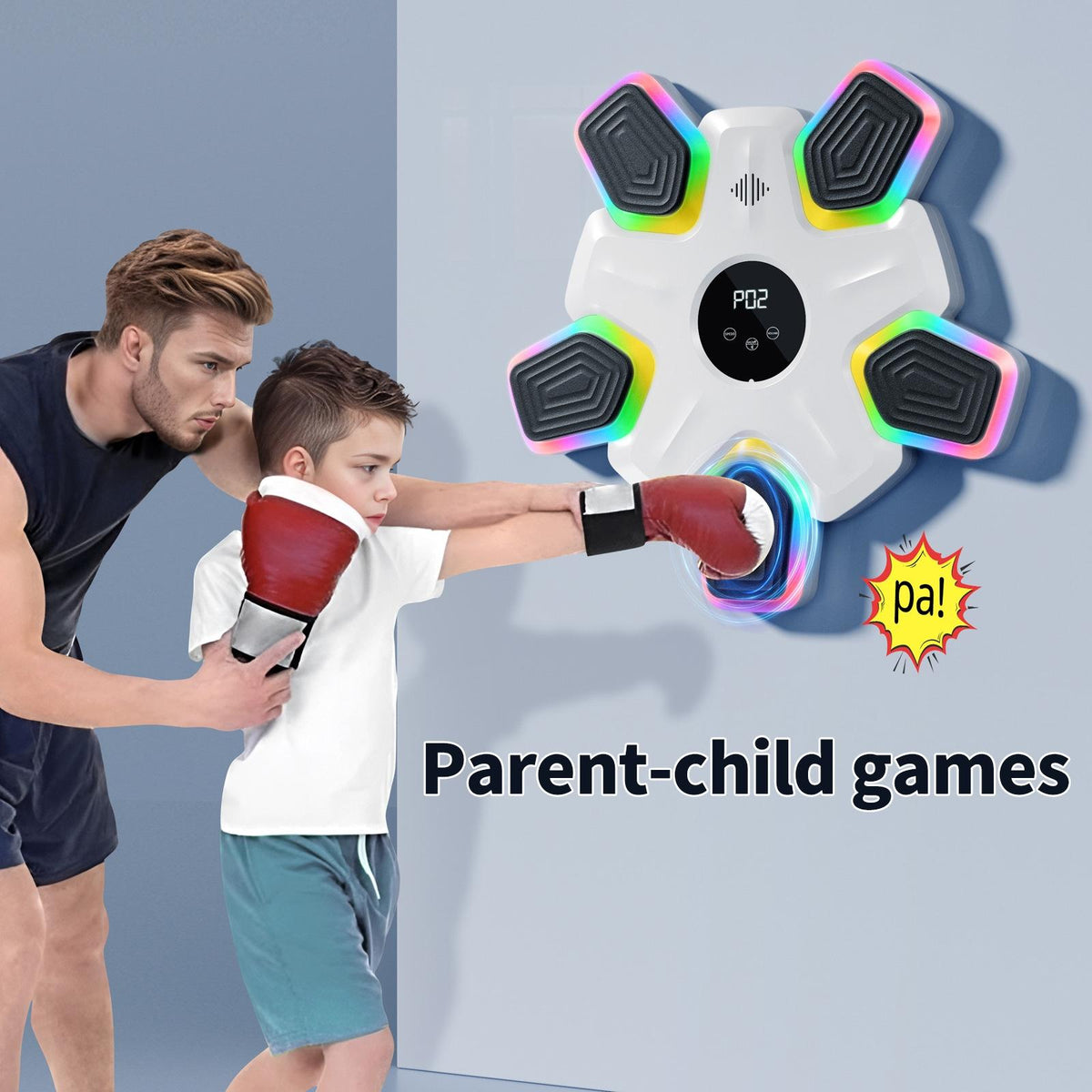 Bluetooth Music Boxing Machine | 4 Modes | 9 Speeds | Colorful Lights | With Kids Gloves Black