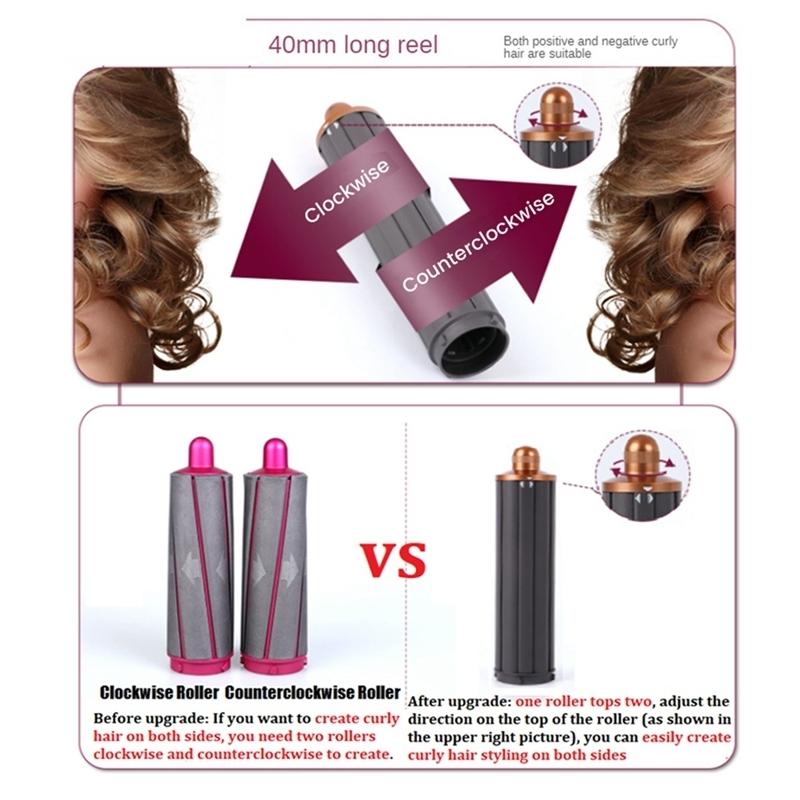 Upgraded Long Curling Barrels for Dyson Airwrap Hair Dryer | Nozzle and Adapter | Rose Red