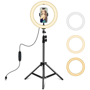 10.2" LED Ring Light with 1.1m Tripod for Vlogging & Live Streaming