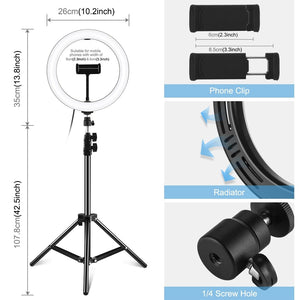 10.2" LED Ring Light with 1.1m Tripod for Vlogging & Live Streaming