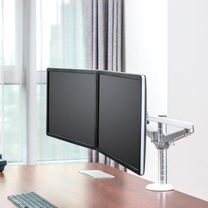 Double Arm Aluminum Desktop Monitor Mount Stand | Compact