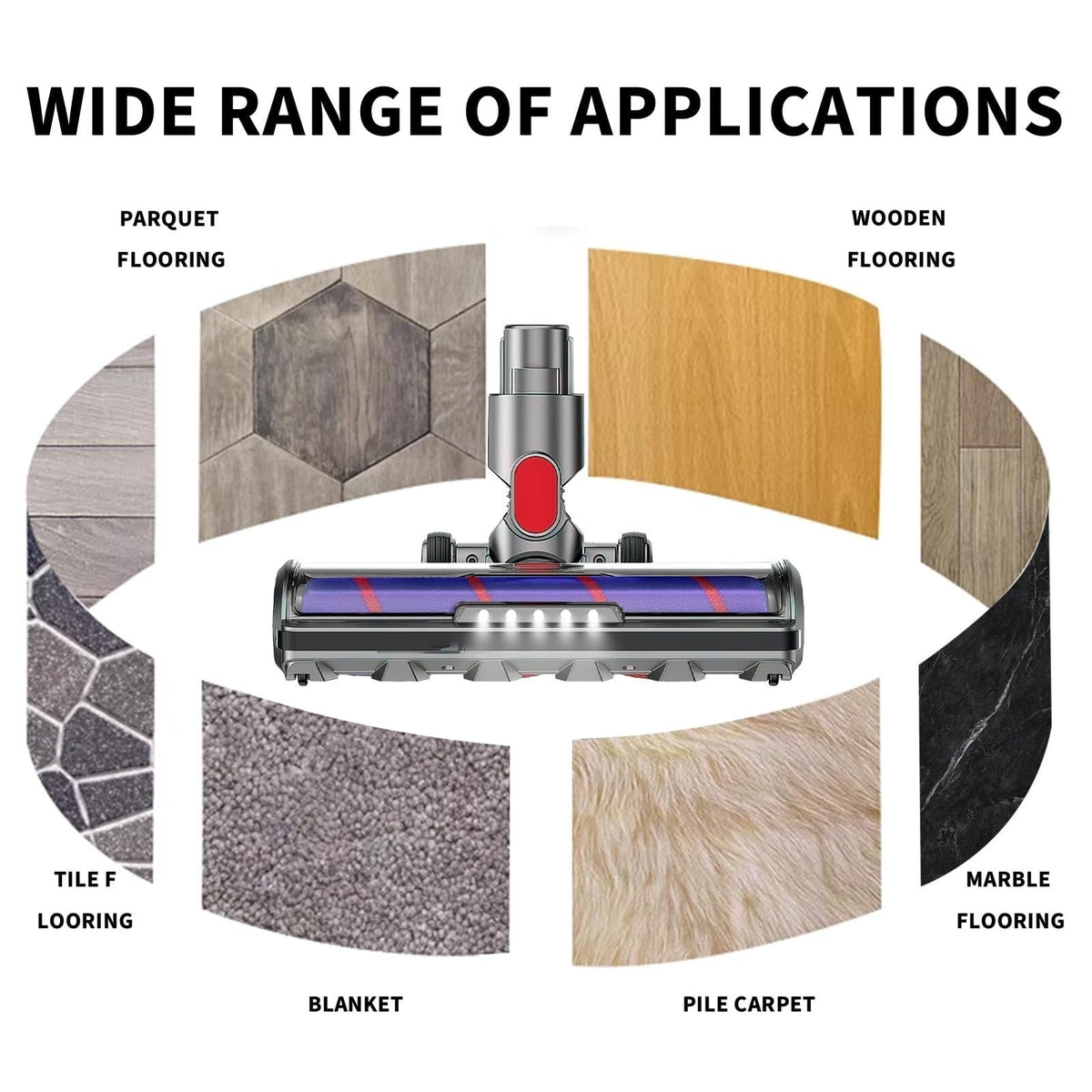 Soft Bristle Roller Brush with Light | For Dyson Vacuum Cleaners