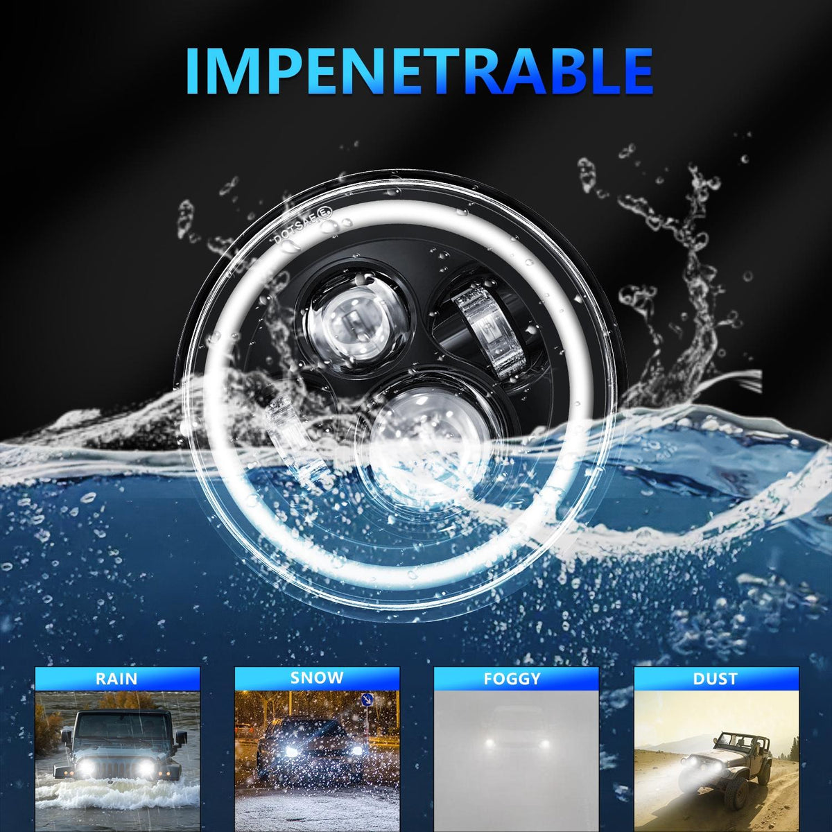 7 Inch Round LED Angel Eye Headlight | Colorful DRL | Car & Motorcycle