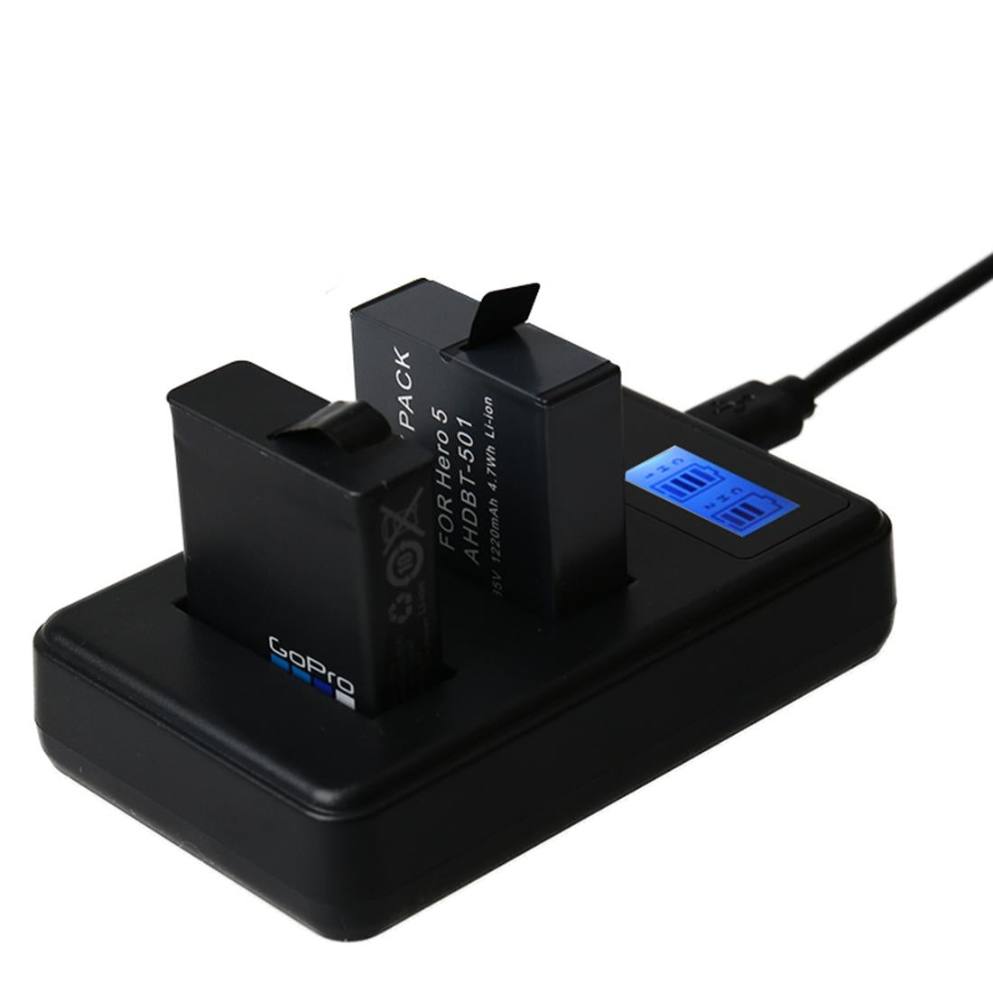 LCD Screen Dual Batteries Charger | For GoPro Hero5 | With Displayed Capacity