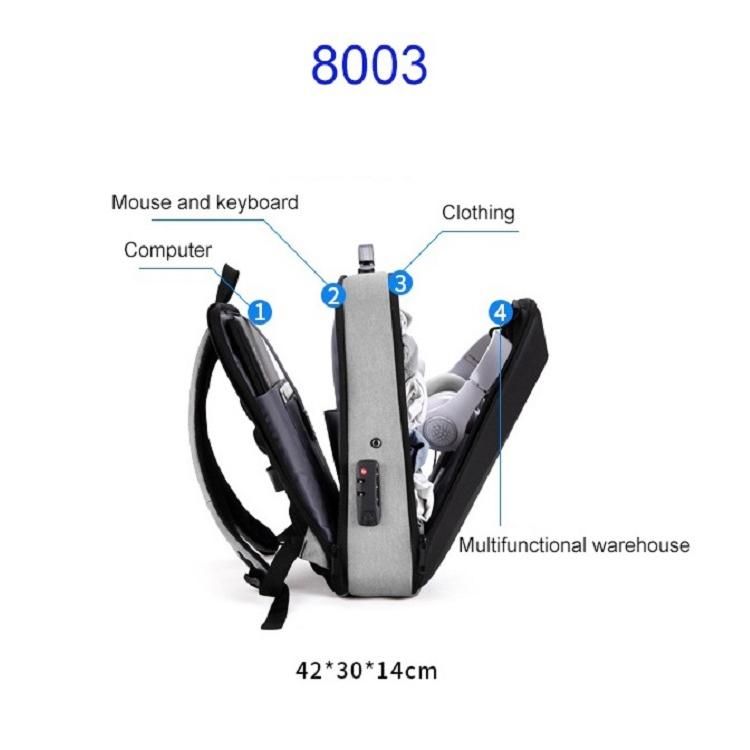 Anti-theft Hard Shell Backpack for Men with Alloy Frame | Gray