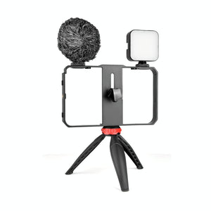 Vlogging Video Rig with LED Light, Mic & Tripod