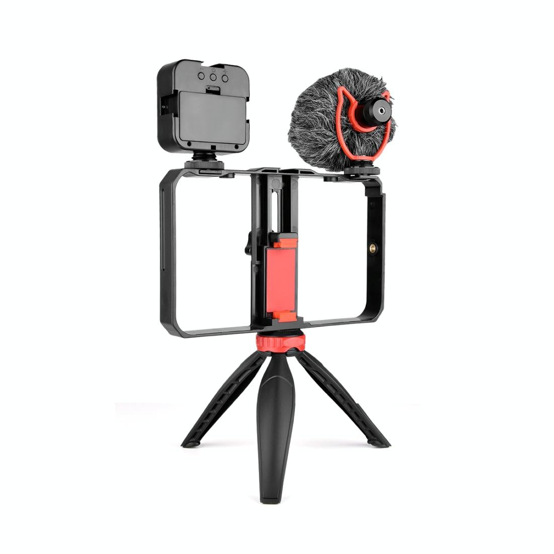 Vlogging Video Rig with LED Light, Mic & Tripod