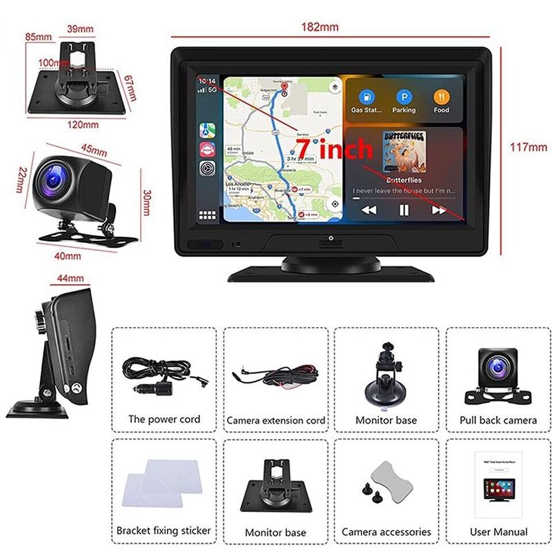 Car Navigator with Dual-Lens Recorder | 7" Touch Display | Smart Driving & Wireless Setup