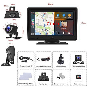 Car Navigator with Dual-Lens Recorder | 7" Touch Display | Smart Driving & Wireless Setup