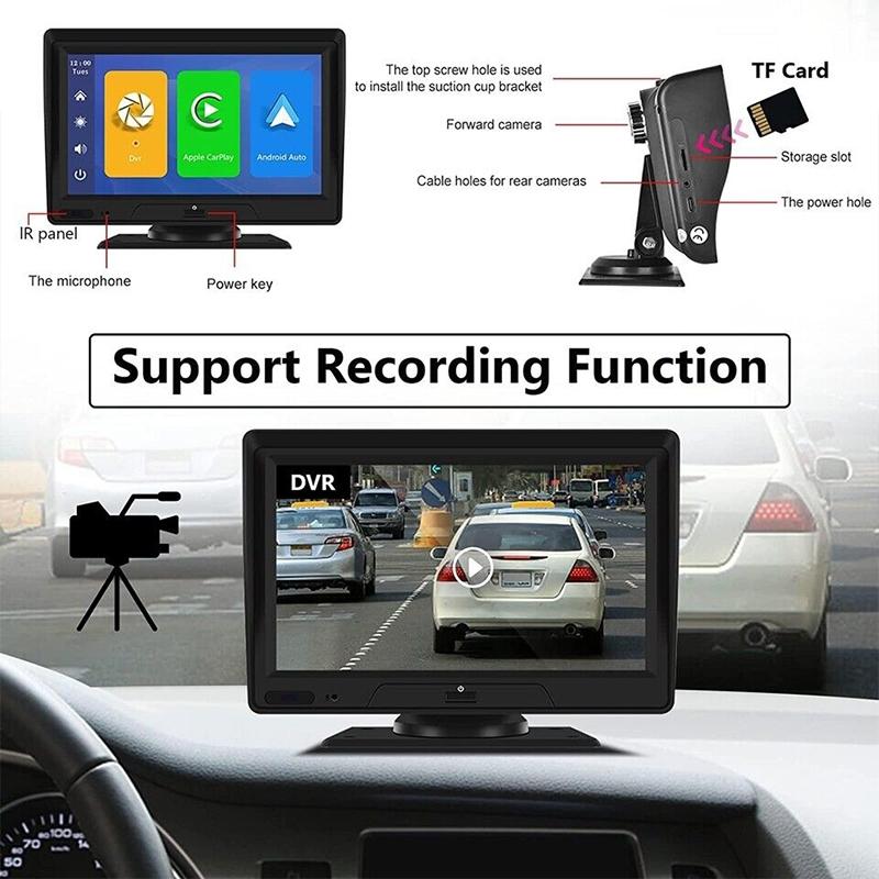 Car Navigator with Dual-Lens Recorder | 7" Touch Display | Smart Driving & Wireless Setup