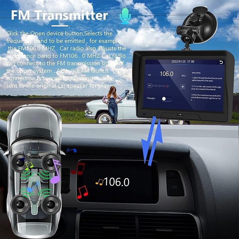 Car Navigator with Dual-Lens Recorder | 7" Touch Display | Smart Driving & Wireless Setup