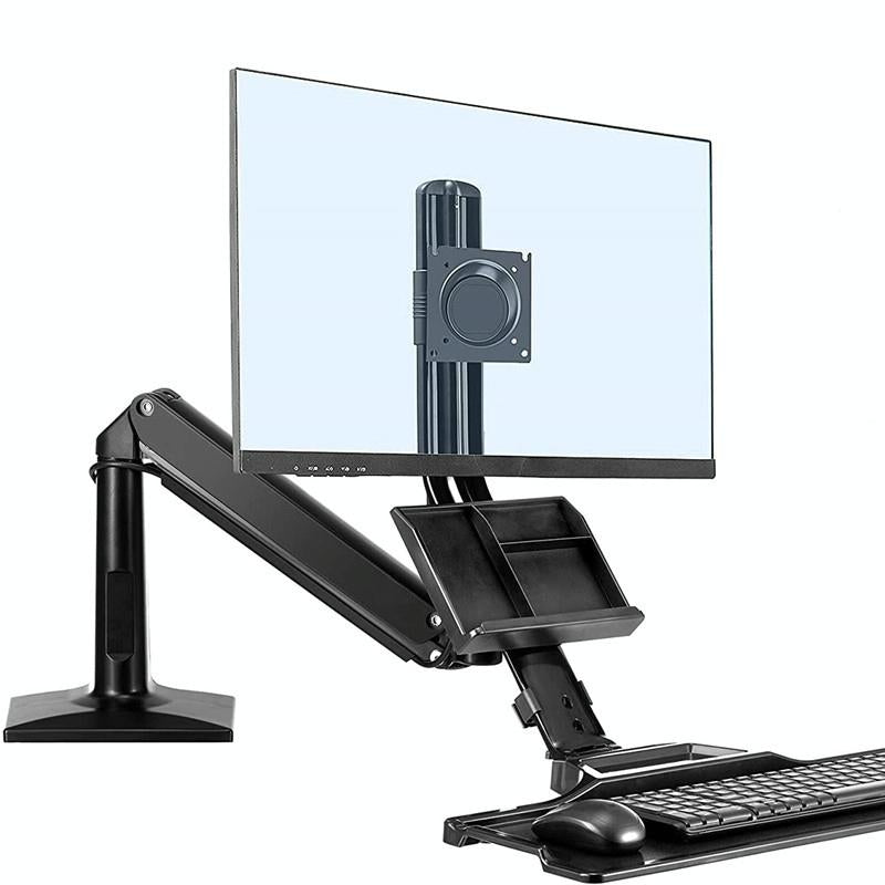 Sit-Stand Workstation | Ergonomic Monitor Holder | Foldable Keyboard Tray | 19-27" Full Motion
