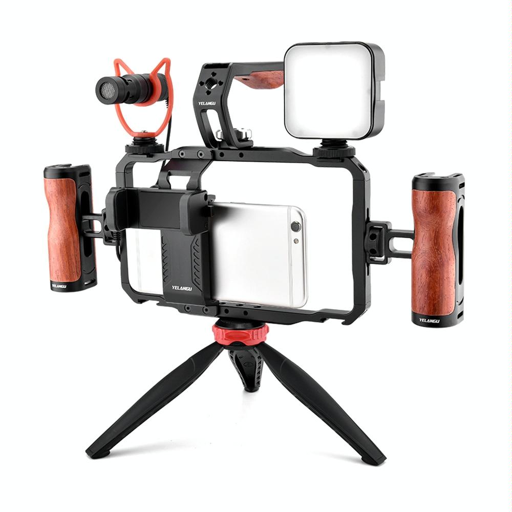 Vlogging Video Rig | Smartphone Compatible | LED Light & Microphone | Live Broadcast Setup