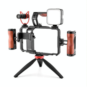 Vlogging Video Rig | Smartphone Compatible | LED Light & Microphone | Live Broadcast Setup