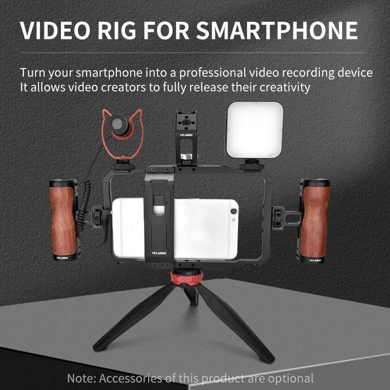 Vlogging Video Rig | Smartphone Compatible | LED Light & Microphone | Live Broadcast Setup