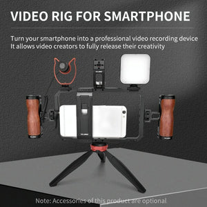 Vlogging Video Rig | Smartphone Compatible | LED Light & Microphone | Live Broadcast Setup