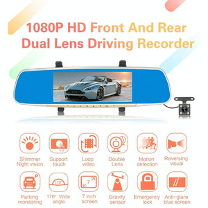 7" LCD Touch Screen Rear View Mirror Car Recorder | With Separate Camera