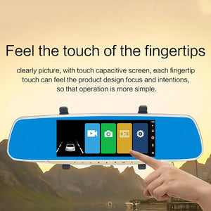 7" LCD Touch Screen Rear View Mirror Car Recorder | With Separate Camera
