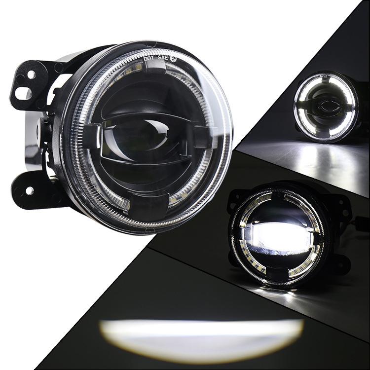 2 Pcs 4 Inch LED Angel Eye Fog Lights | Jeep Wrangler / Dodge / Chrysler PT Cruiser | White Light