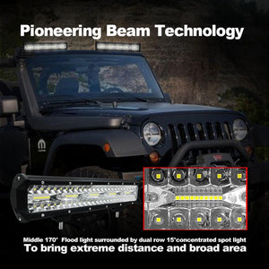 15 Inch 75W 7500Lm 6000K LED Strip Working Refit Off-Road Vehicle Lamp Roof Strip Light