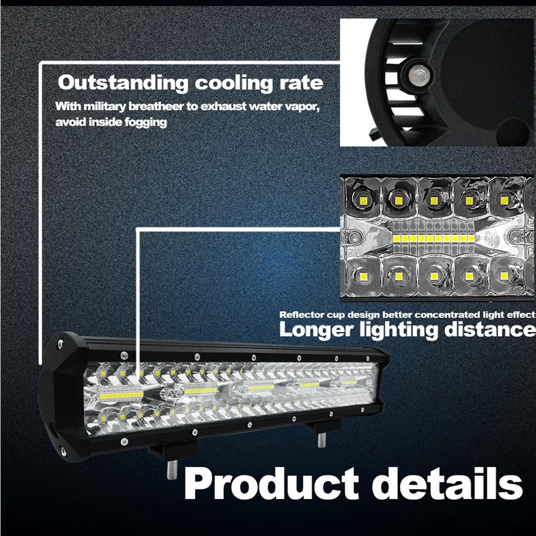 15 Inch 75W 7500Lm 6000K LED Strip Working Refit Off-Road Vehicle Lamp Roof Strip Light