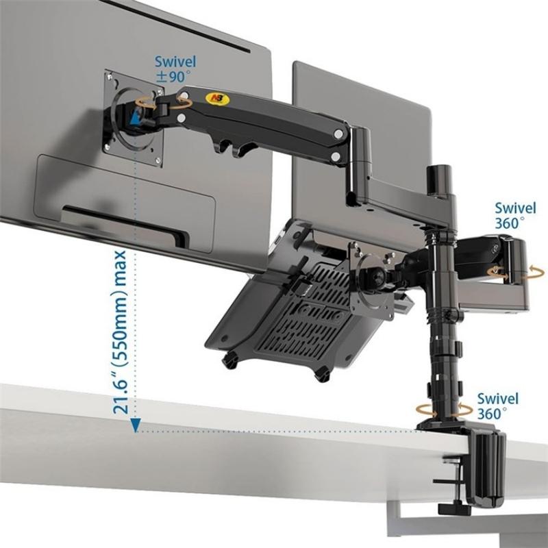 Dual Arm Clamp for LCD TV | Full Motion | 22-32" | Gas Spring Support | Desk Monitor Holder
